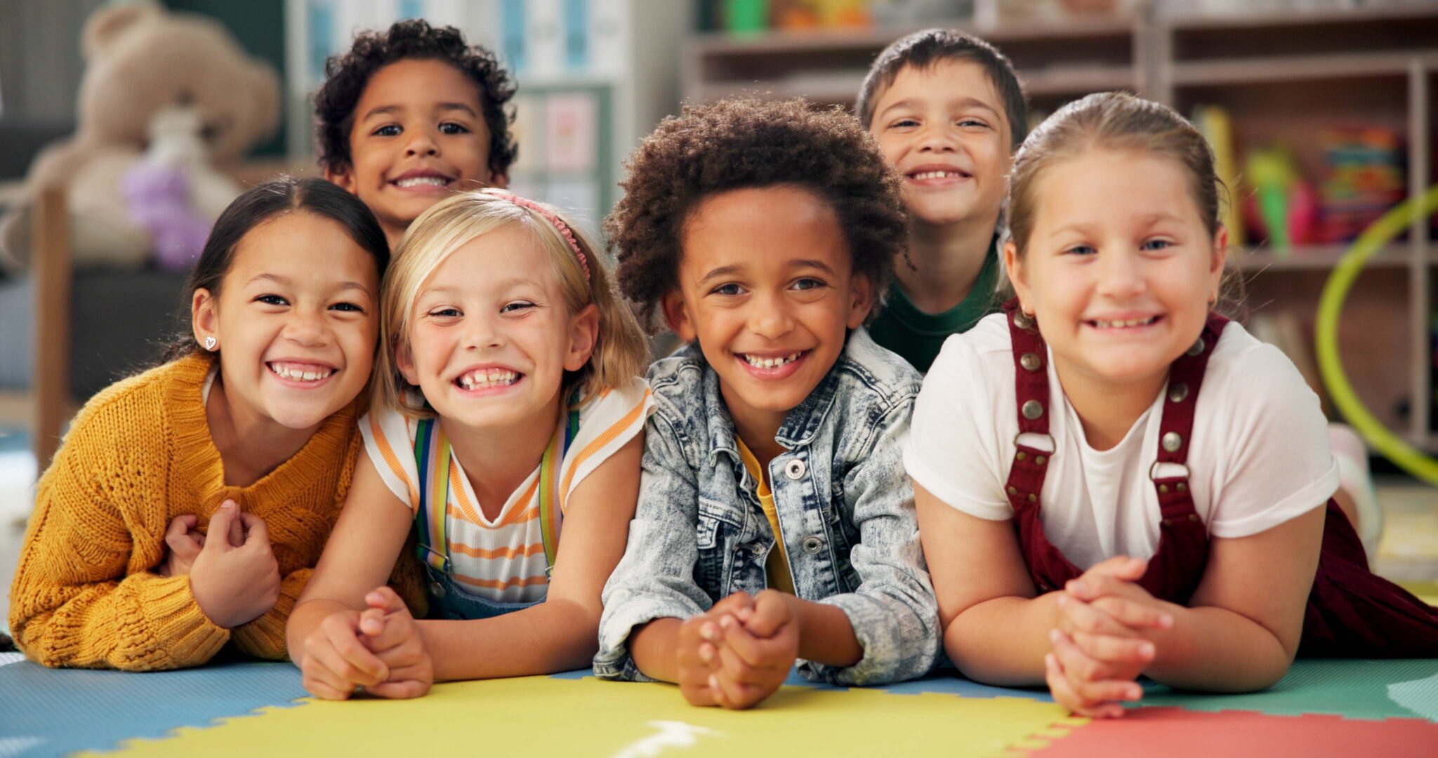 Happy kids in a playful group setting