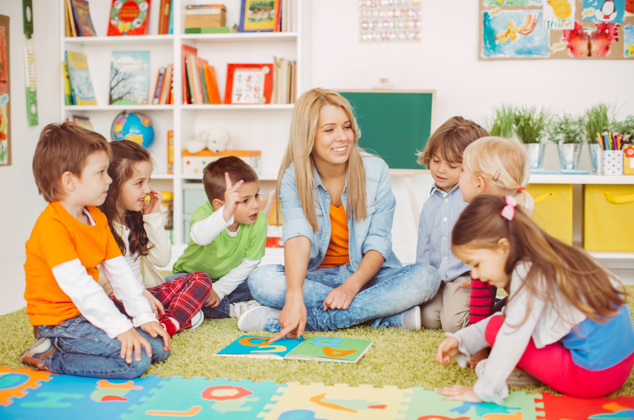 Children and teacher in a classroom