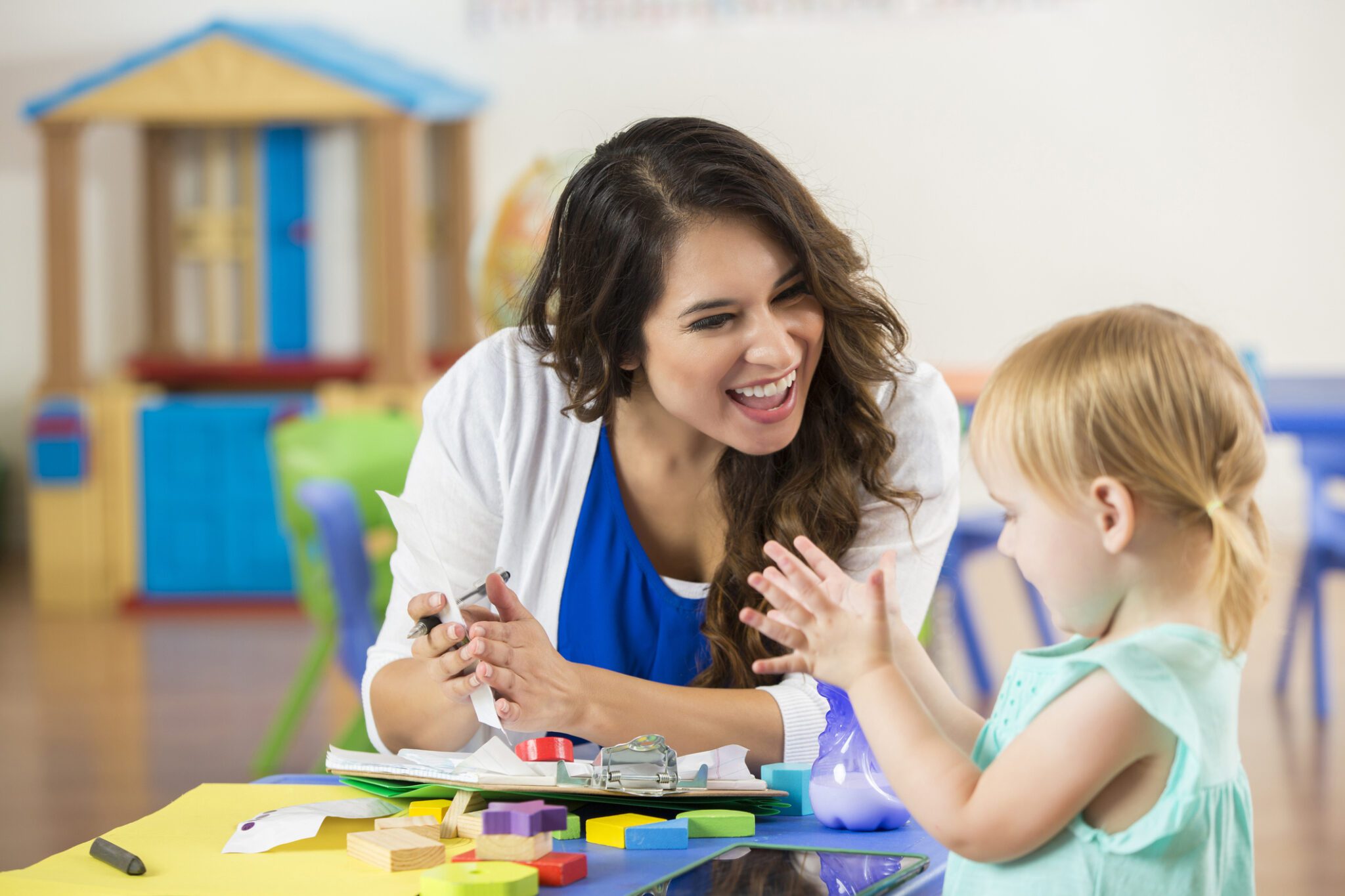 Woman and toddler at a table